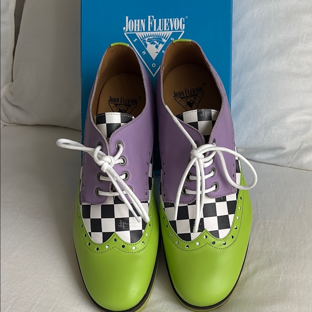Men’s John Fluevog Purple Checkered Shoes